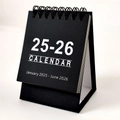 Calendrier de bureau 2025-2026 noir à spirale sur 18 mois pour le bureau - Noir Mini 2026.7-2027.12