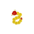Cartoon Year of the Snake enamel brooch with golden coins for 2025 Lunar New Year gift - Red Crown Coin Snake