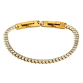Pulsera de acero chapado en oro 18K con circonitas marquesa y cierre desplegable seguro - Dorado