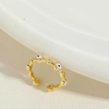 14K vergoldeter Evil Eye Ring mit fliederfarbenem Emaille und Zirkonia Steinen - Lila