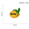 Cartoon Zitronenscheibe Stickpatch mit grünen Blättern und Lemons Text 5x6cm - Zitrone