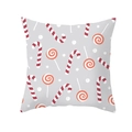 Detailed close-up of candy cane and lollipop patterns on the festive square pillowcase - 18x18 Inch / Gray Candy Lollipop Style (DRD314-4)
