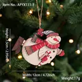Wooden Christmas snowman ornament with striped scarf and candy cane for holiday decor - Wooden Snowman Style C