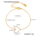 Detalle de la pulsera de corazón en acero inoxidable dorado con circonitas cúbicas - Pulsera de Micro Incrustación de Circonia CNC Dorado (TXE160)