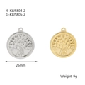 Colgantes Árbol de la Vida de 25mm en plata y oro para creación de joyas DIY - Estilo 5 / Color Acero