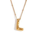 Balloon style letter L pendant necklace in 18K gold plated stainless steel - Gold - Letter L