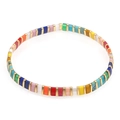 Bracelet bohème en perles Tila multicolores avec intercalaires dorés pour femmes - Arc-en-ciel d'été Or