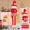 Extendable Christmas snowman plush doll with sequin hat and adjustable long legs - Red Sequin 95CM Telescopic Snowman