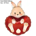 Valentine's Heart Bunny foil balloon in red, size 56x76cm for romantic party decor - Heart Bunny