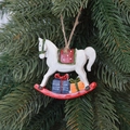 Addobbo natalizio a forma di cavallo a dondolo vintage con sella rossa su albero - Cavallo a Dondolo