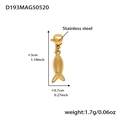 18k gold plated stainless steel fish pendant with dimensions and lobster clasp - D193 Gold Fish Pendant 1PC