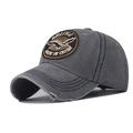 Detailed close-up of blue-gray distressed baseball cap with eagle embroidery - M (56-58cm) / Grey Goose