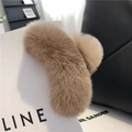Pinza per capelli extra large 13cm in peluche kaki per capelli folti in finta pelliccia - 13CM Pelliccia di Coniglio / Caffè
