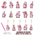 DIY Valentinstag Diamanten-Schlüsselanhänger Set mit Wichtel-Designs und Maßen - Rosa Serie Wichtel Schlüsselanhänger (10er Set)