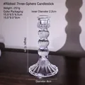 French pastoral style clear glass candle holder with ribbed texture and 3-ball design - Vertical Stripe Three Balls Style / Clear