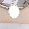 Y2K irregular silver mirror accessory with yellow and iridescent white rhinestones - Colorful Yellow Oval