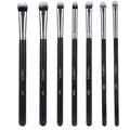 Detail of 7-piece eye makeup brush set with black matte handles and gradient bristles - 7Pcs Black Synthetic Fiber Hair