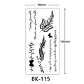 Sketch butterfly and feather tattoo stickers in black ink design for arm and leg decoration - BK-115 / 96*190mm