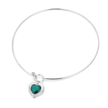 Minimalist silver steel heart necklace with a deep green gemstone heart pendant - Silver Green Heart Style (KN17786-Z)
