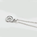 Silver minimalist necklace with spiral glitter pendant on a sleek chain for women - Letter G / Silver