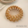 Velvet khaki bird nest hair clip expanded to 11cm diameter for messy bun styling - Matte Khaki