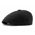 Gorra plana clásica negra para hombre y mujer con estilo británico vintage minimalista - Talla única / Negro