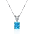 Collana in argento sterling S925 con grande ciondolo rettangolare in gemma blu - Collana (XL075) / Blu