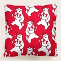 Funda de cojín navideña con oso polar blanco y bastón de caramelo en fondo rojo - 45x45 cm / Estilo 10-Oso polar