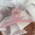 Extra große rosa Haarklammer aus Harz mit gedrehtem Design und goldener Feder - 4# Rosa