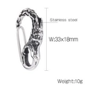 Stainless steel wolf head clasp carabiner accessory, 33x18mm size and 10g weight - Wolf Head Style (KLJ8557-KJX)