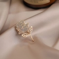 Elegant rose flower brooch in gold finish with sparkling white crystals for suits - 549# Full Diamond Rose
