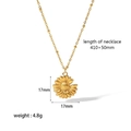 18K gold plated stainless steel sunflower necklace with size and weight dimensions - Gold Sunflower Pendant Necklace (TN3200)