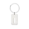 Silver brushed metal military tag keychain with creative hollow vertical design - Letter I