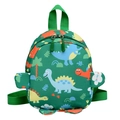 Green dinosaur kids backpack with colorful cartoon prints and cute 3D decorative ears - Green
