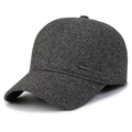 Charcoal grey textured baseball cap for men with a small metal plate and warm fabric - Adjustable / Light Grey With Plain Tag