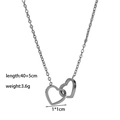 Detailed silver double heart necklace specs showing 40+5cm length and 3.6g weight - [XKN6142] Interlocking Heart Necklace Steel