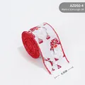 White Christmas linen ribbon with red gnome and snowflake prints, 6.3cm wide for decor - 6.3CM Ribbon Style D (Christmas Gnome Pattern)