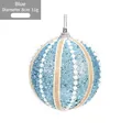 Pallina di Natale glitter blu cielo da 8cm con strisce champagne e decoro di perle - Diametro 8cm / Blu