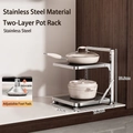 2-tier stainless steel kitchen pot rack with adjustable feet for cabinet storage - 2-Tier / Original Stainless Steel