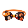 Halloween pet bowtie with orange pumpkin lantern patterns on black grosgrain ribbon - Black Pumpkin Series