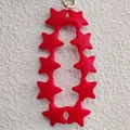 Cute red star silicone charm keychain with gold metal ring for bags and mobile phones - Strawberry Red (10 Stars)