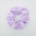 Chic light purple satin scrunchie with silky finish and elegant fabric folds - Lavender