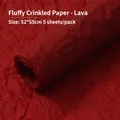 Lava red crumpled textured paper for flower wrapping, 52x55cm size, 5 sheets per pack - 52*55cm (5 Sheets/Pack) / Lava Red