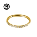 Golden G23 titanium clicker ring with paved clear zircons for septum and cartilage - 1.2x6mm / Gold