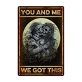 Vintage metal sign with 'YOU AND ME' skeleton moon design for wall decor - 11740(40)