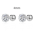 4mm cubic zirconia screw back stud earrings in S925 sterling silver with a round cut stone - 4mm / Silver / White Zirconia