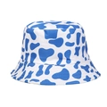 Blue and white cow print bucket hat in casual twill cotton with double-sided pattern - One Size / Blue