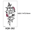 Black peony and red raspberry flower temporary tattoo sticker, model XQB-282, 114x210mm size - Black Peony Red Berries (XQB-282)