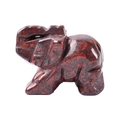 Polished natural red jasper elephant figurine with unique speckled mineral textures - Floral Red / 1.5 Inches