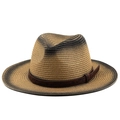 Classic gradient straw fedora with embossed leather band for summer sun protection - M (56-58cm) / Natural to Deep Brown Gradient (04)